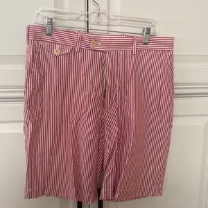 Red Ralph Lauren striped golf shorts